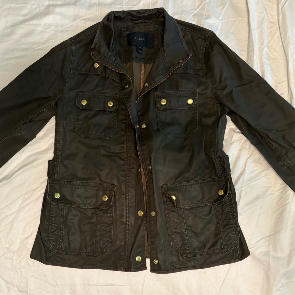 J Crew Women’s Oiled Canvas Army Jacket Size M
